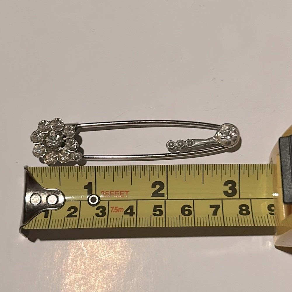 Fun, Rhinestone Oversized Safety Pin Style Brooch - Picture 6 of 6